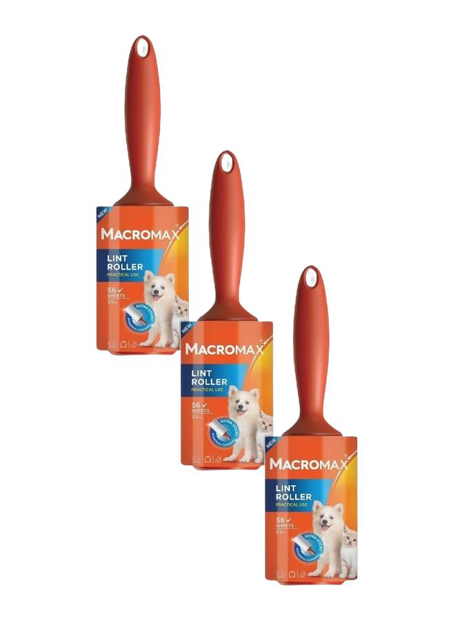 Macromax مجموعة ماكروماكس من بكرات إزالة الوبر شديدة الالتصاق لإزالة شعر الحيوانات الأليفة، 3 قطع - 3 × 60 ورقة - Image 1
